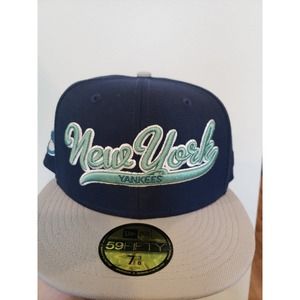 New York Yankees Hat Cap Size 7 3/8 Patch Navy Fitted 59Fifty New Era